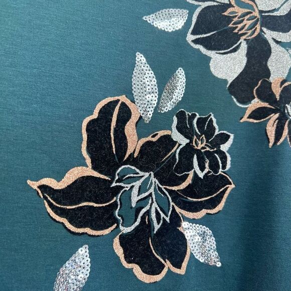 Apt. 9 Women's Crew Neck Pullover Embellished Sweater Forest Green Sz Medium NWT - Picture 6 of 9